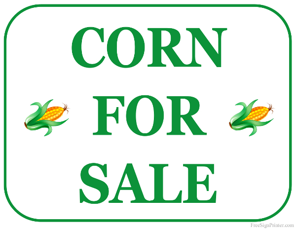 Printable Corn For Sale Sign
