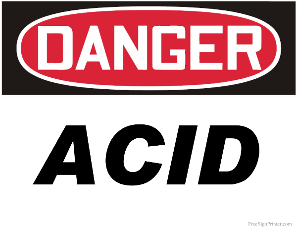 Printable Danger Acid Sign
