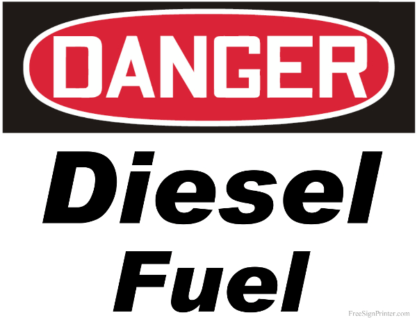 Printable Danger Diesel Fuel Sign