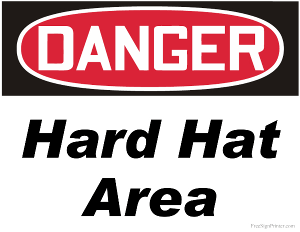 Printable Danger Hard Hat Sign