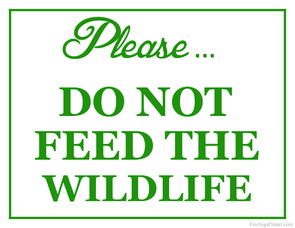 Printable Do Not Feed The Wildlife Sign