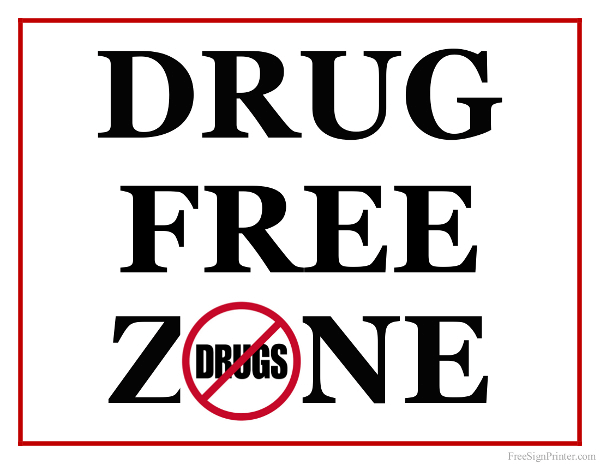 Printable Drug Free Sign