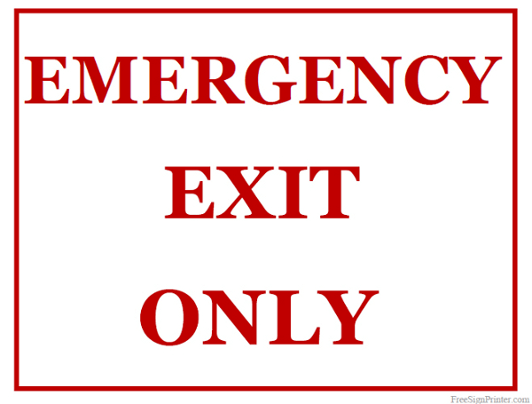 Printable Emergency Exit Only Sign