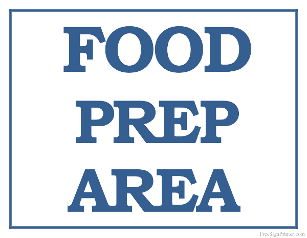 Printable Food Prep Area Sign
