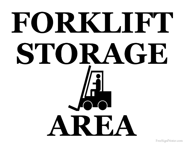 Printable Forklift Storage Area Sign