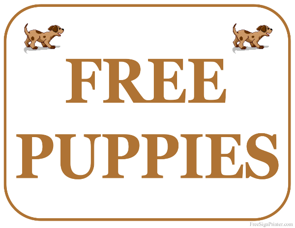 Printable Free Puppies Sign