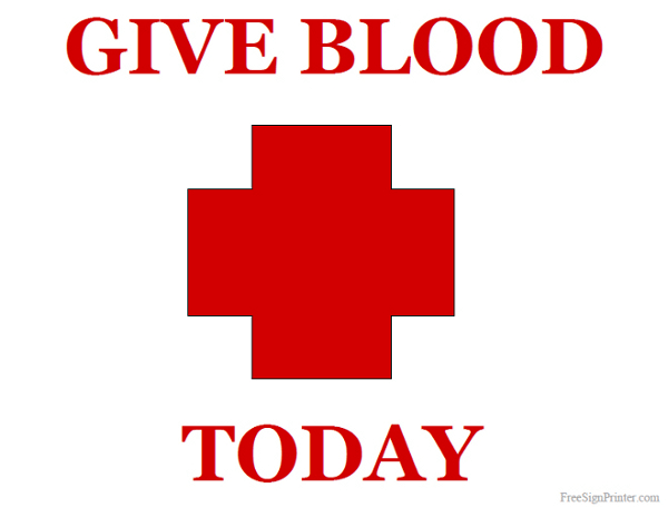 Printable Give Blood Today Sign