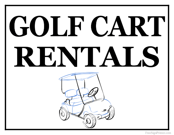 Printable Golf Cart Rentals Sign