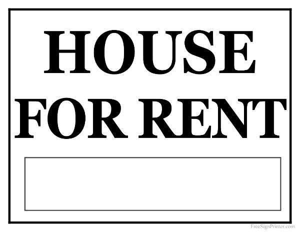Printable House For Rent Sign
