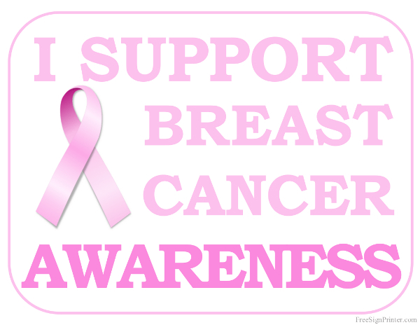 Printable I Support Breast Cancer Awareness Sign