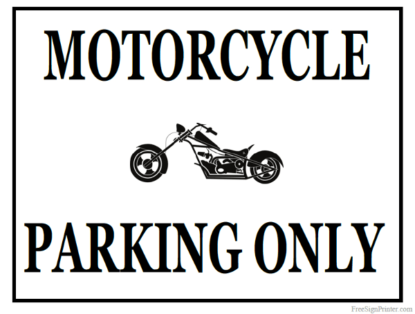 Printable Motorcycle Parking Only Sign