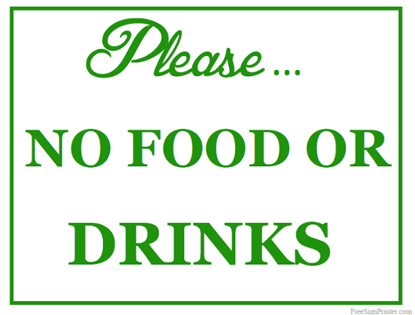 Printable No Food or Drinks Sign