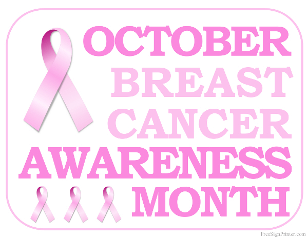 Printable October is Breast Cancer Awareness Month Sign