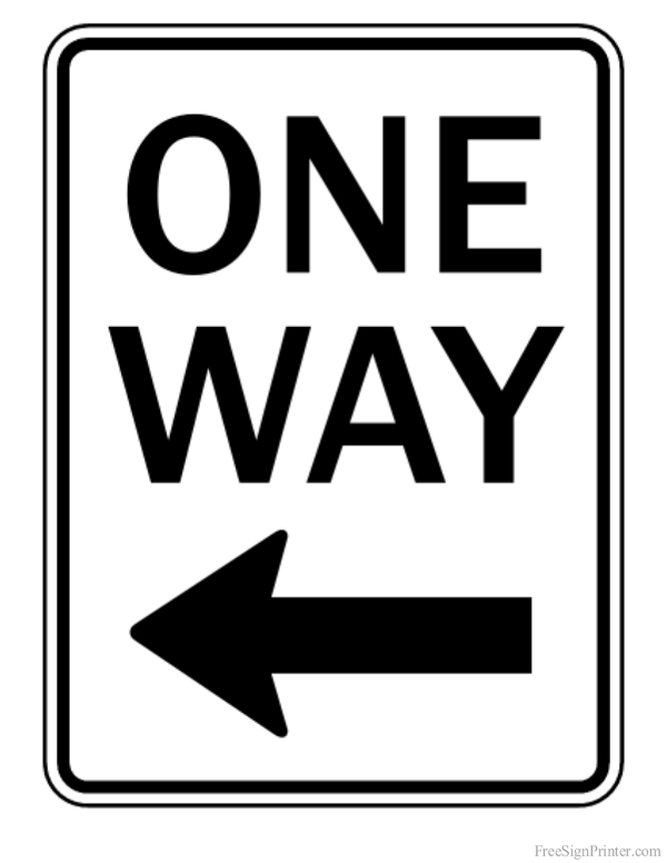 Printable one way left arrow sign