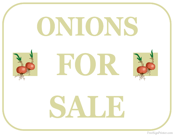 Printable Onions For Sale Sign