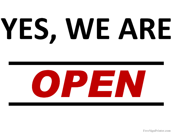 Printable Opened Sign