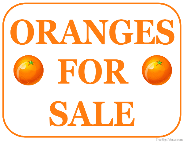 Printable Oranges For Sale Sign