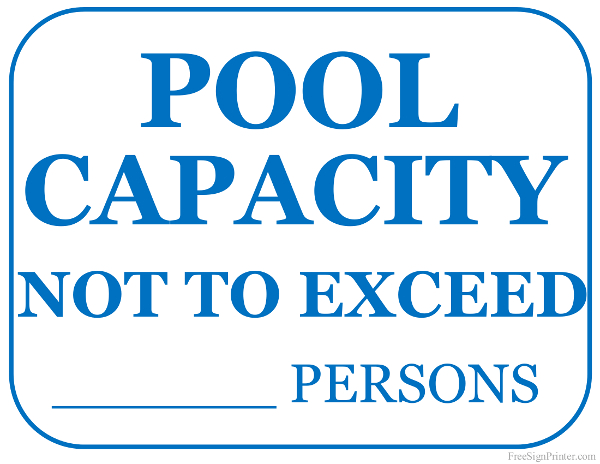 Printable Pool Capacity Sign