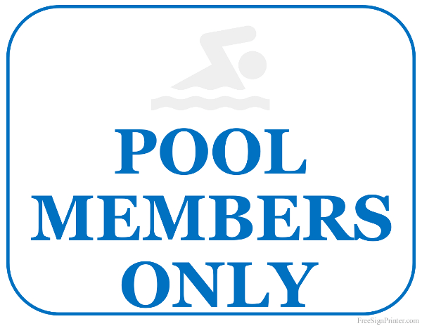 Printable Pool Members Only Sign