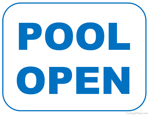 Printable Pool Open Sign