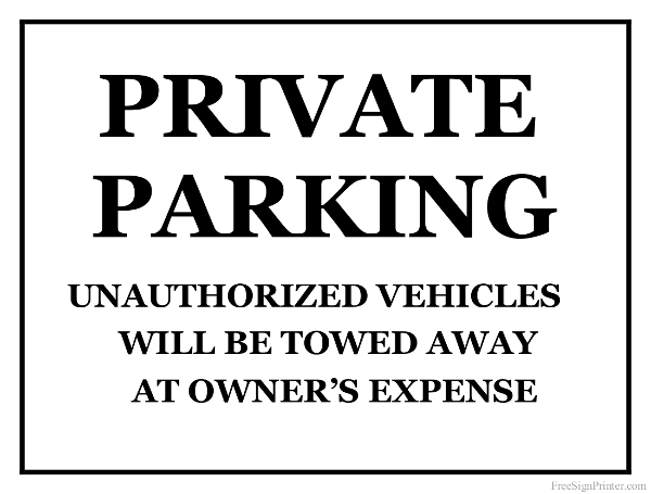 Printable Private Parking Sign