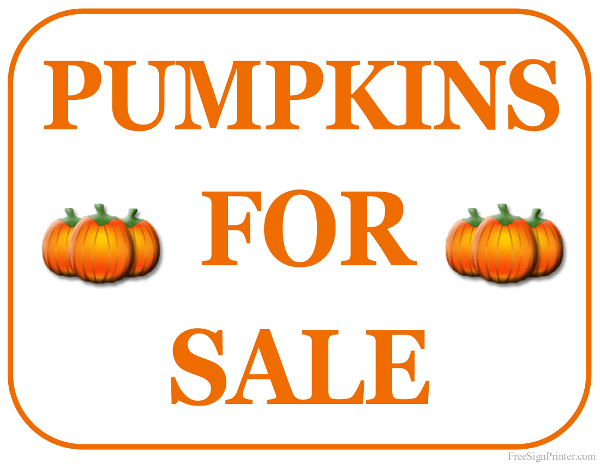 Printable Pumpkins For Sale Sign
