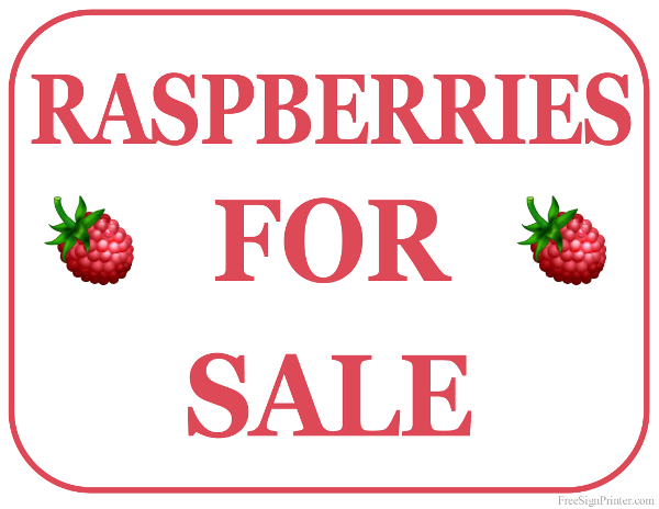 Printable Raspberries For Sale Sign