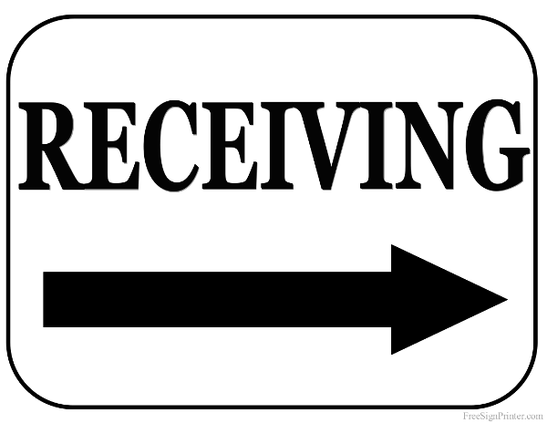 Printable Receiving With Righ Arrow Sign