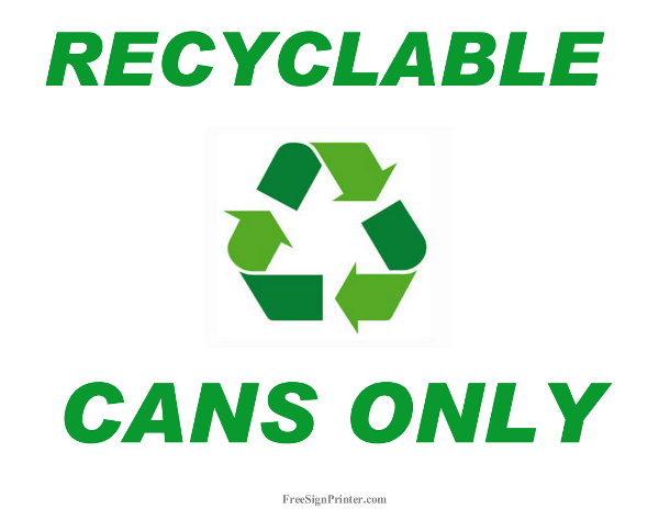 Printable Recycle Cans Only Sign
