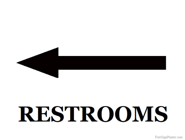 Printable Restroom Left Arrow Sign