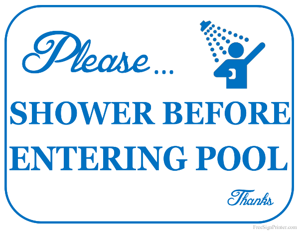 Printable Shower Before Entering Pool Sign