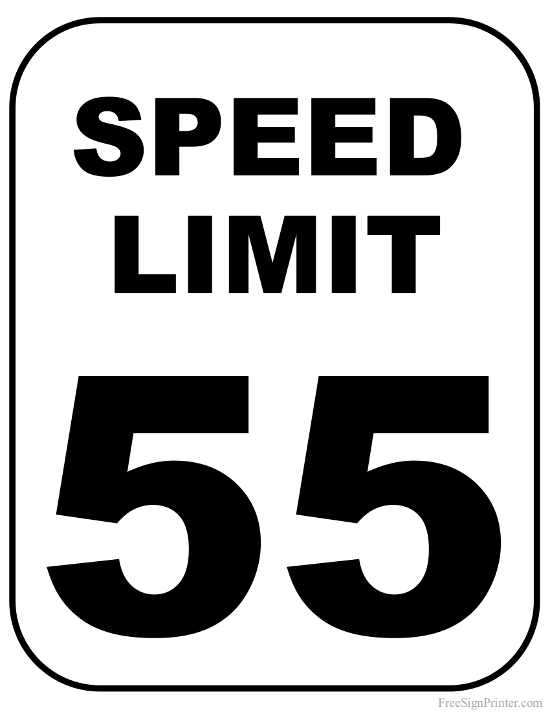 Printable 55 MPH Speed Limit Sign