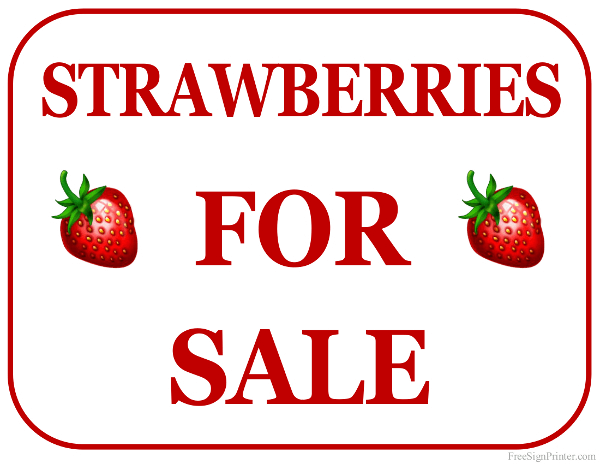 Printable Strawberries For Sale Sign