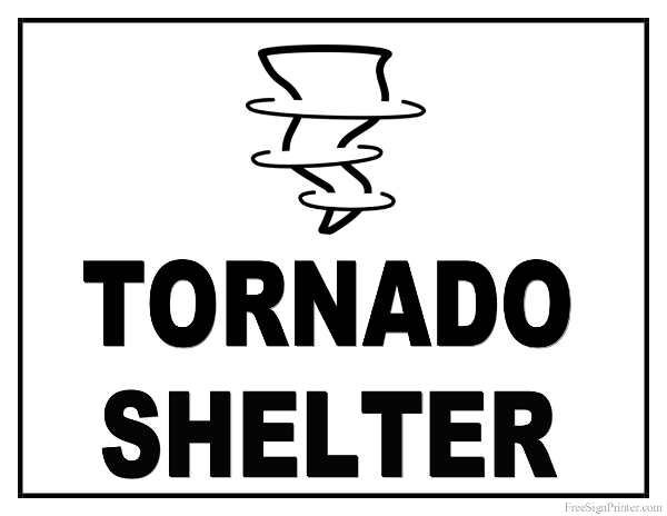 Printable tornado shelter sign