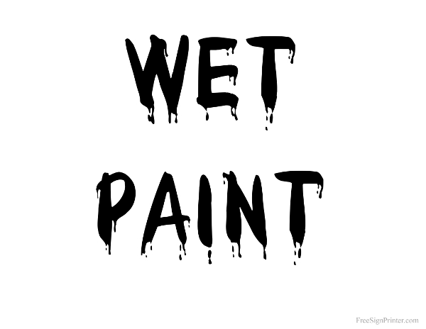 Printable Wet Paint Black Text Sign