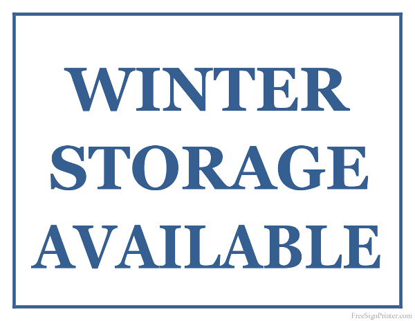 Printable Winter Storage Available Sign