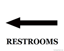 Restroom with Left Arrows Sign