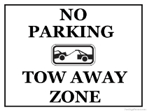 No Parking Tow Away Zone Sign